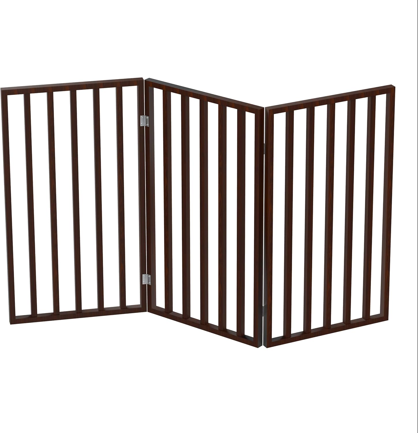 PETMAKER Wooden Pet Gate- Tall Freestanding 3-Panel Indoor Barrier Fence, Lightweight & Foldable for Dogs, Puppies, Pets- 54 X32 (Dark Brown) : Pet Supplies