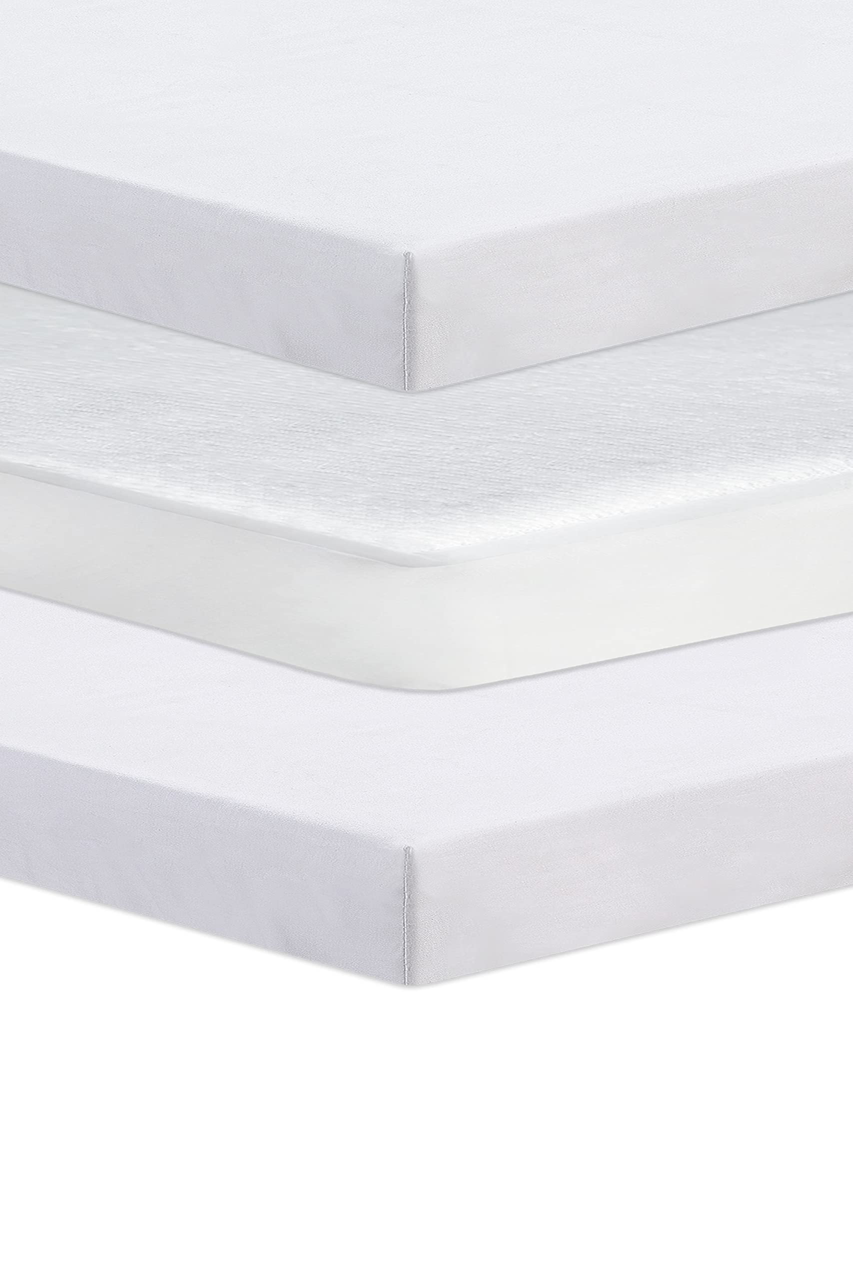 Next To Me Compatible Crib 3 Pack (83-85 x 50-51 cm) - 2 x 100% Pure Cotton Crib Fitted Sheets & 1 Waterproof Mattress Protector with 150 GSM Terry Fabric (Silver) — image 1