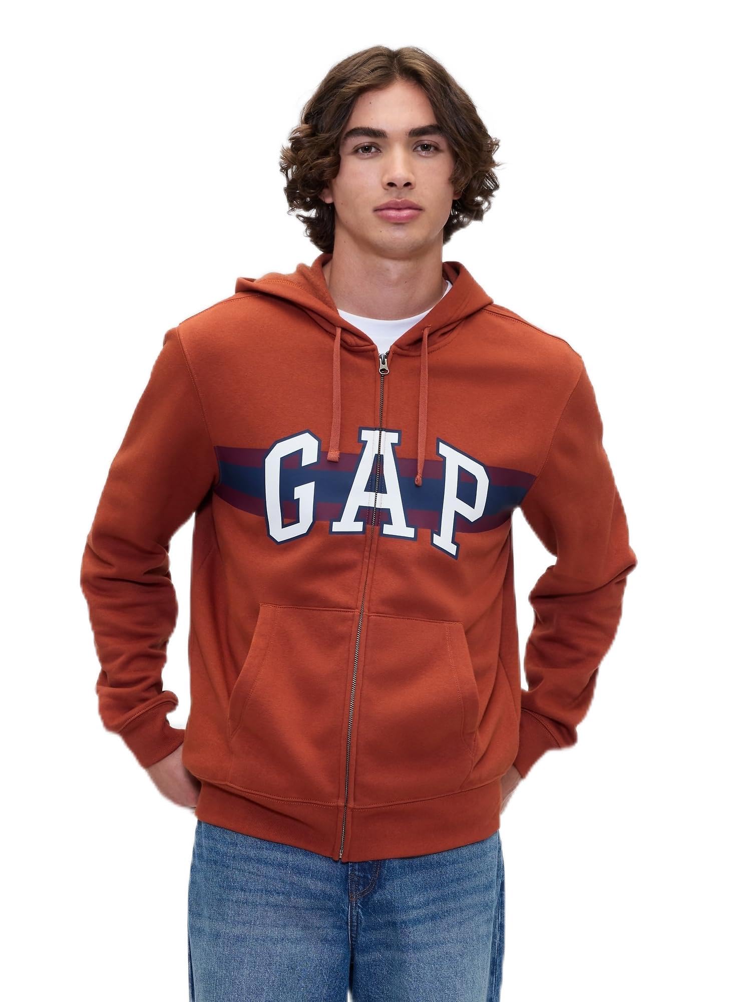 GAP Mens Heritage Logo Full Zip Hoodie Copper Spice 245 XL Image