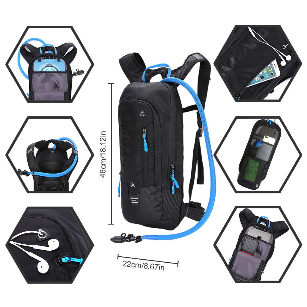 Arvano 6L Biking Backpack Waterproof, Hydration Pack with 2L Backpack