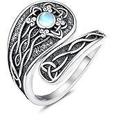 Cargari Witches Knot Spoon Rings for Women 925 Sterling Silver Vintage Celtic Knot Witch Rings Celtic Knot Adjustable Thumb Ring Gifts for Women