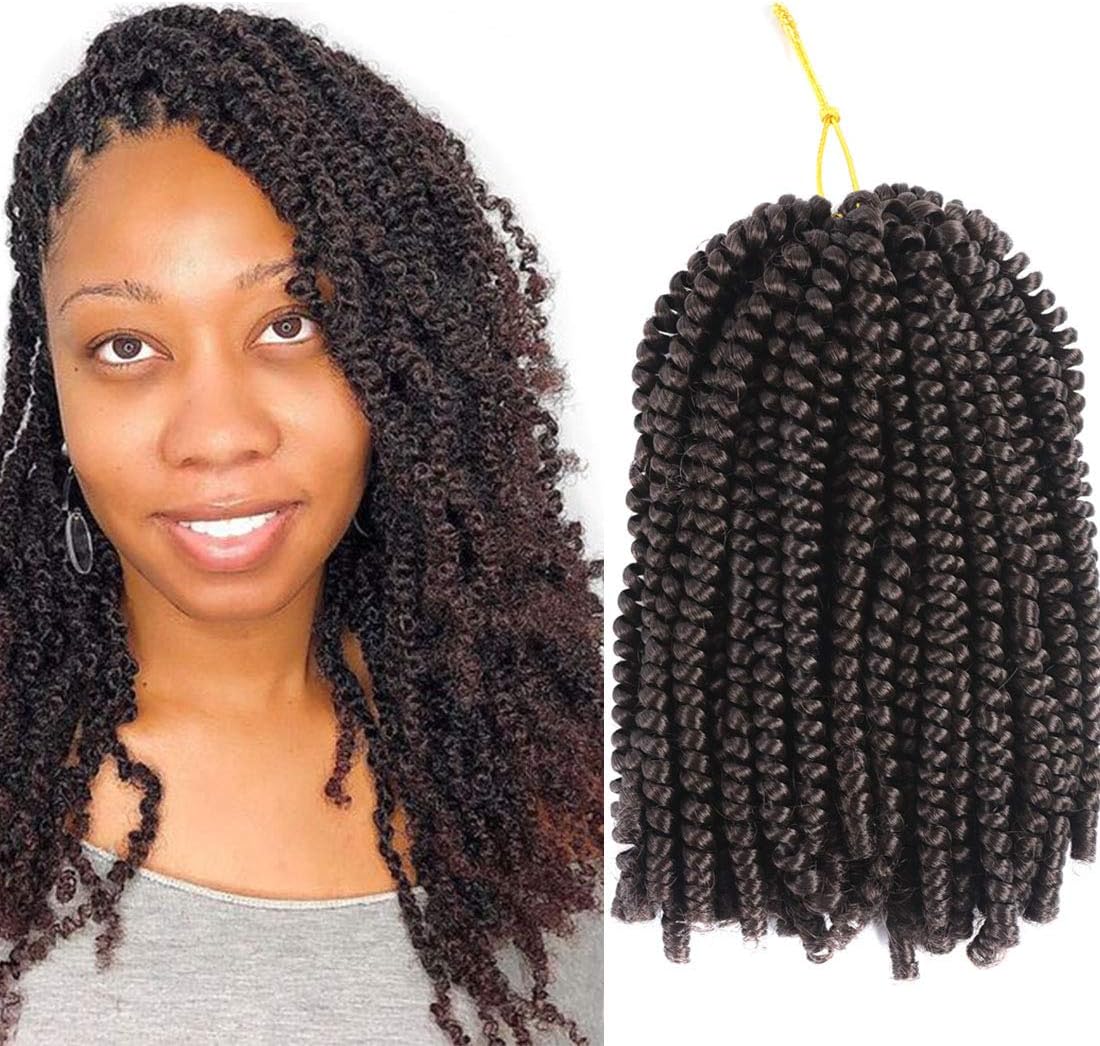 MeiQin Ombre Spring Twist Braids 3 Pack Crochet Hair Synthetic Braiding Hair Low Temperature Bomb Twist Crochet Synthetic Fluffy Hair Extensions 8inch (4#)