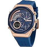 TEARTRACE Men's Watch Analog-Digital Chronograph Waterproof Sport Watch Calendar Date Luminous Alarm Casual Work Hiking Running Wrist Watch with Second Hand and Silicone Strap