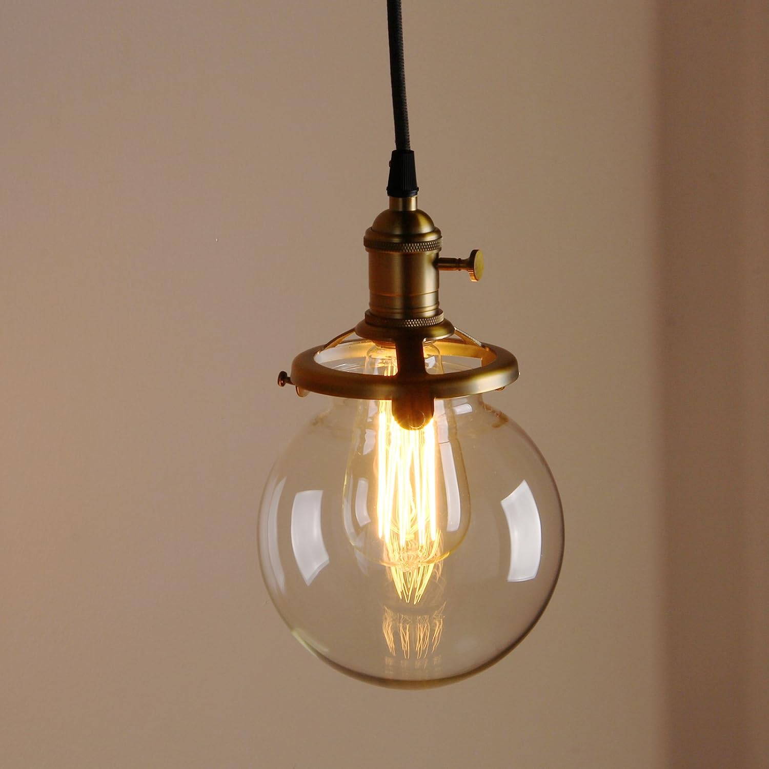 PathsOn Industrial Vintage Loft Bar Edison Ceiling Pendant Lights Fitting Chandelier Glass Globe Lampshade 3 Lights Hanging Light Fixture for Living Room Dining Room Bedroom (Antique) - Image 5