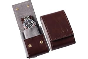 QWATCHBANDS Watch Travel Case Pouch - Genuine Leather Watch Pouches for 1 or 2 Watches - Luxury Watch Accessories in 10 Colors