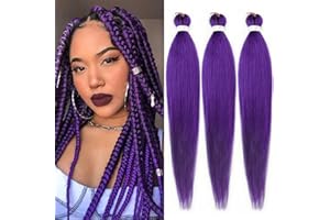 IIFLYDSFA Purple Braiding Hair Pre stretched 20 Inch 3 Packs Pre-stretched Braiding Hair EZ Braid Yaki Texture Synthetic Hair Extensions for Crochet Box Braids