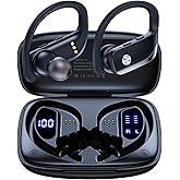 bmanl Wireless Earbuds Bluetooth Headphones 48hrs Play Back Sport Earphones with LED Display Over-Ear Buds with Earhooks Buil