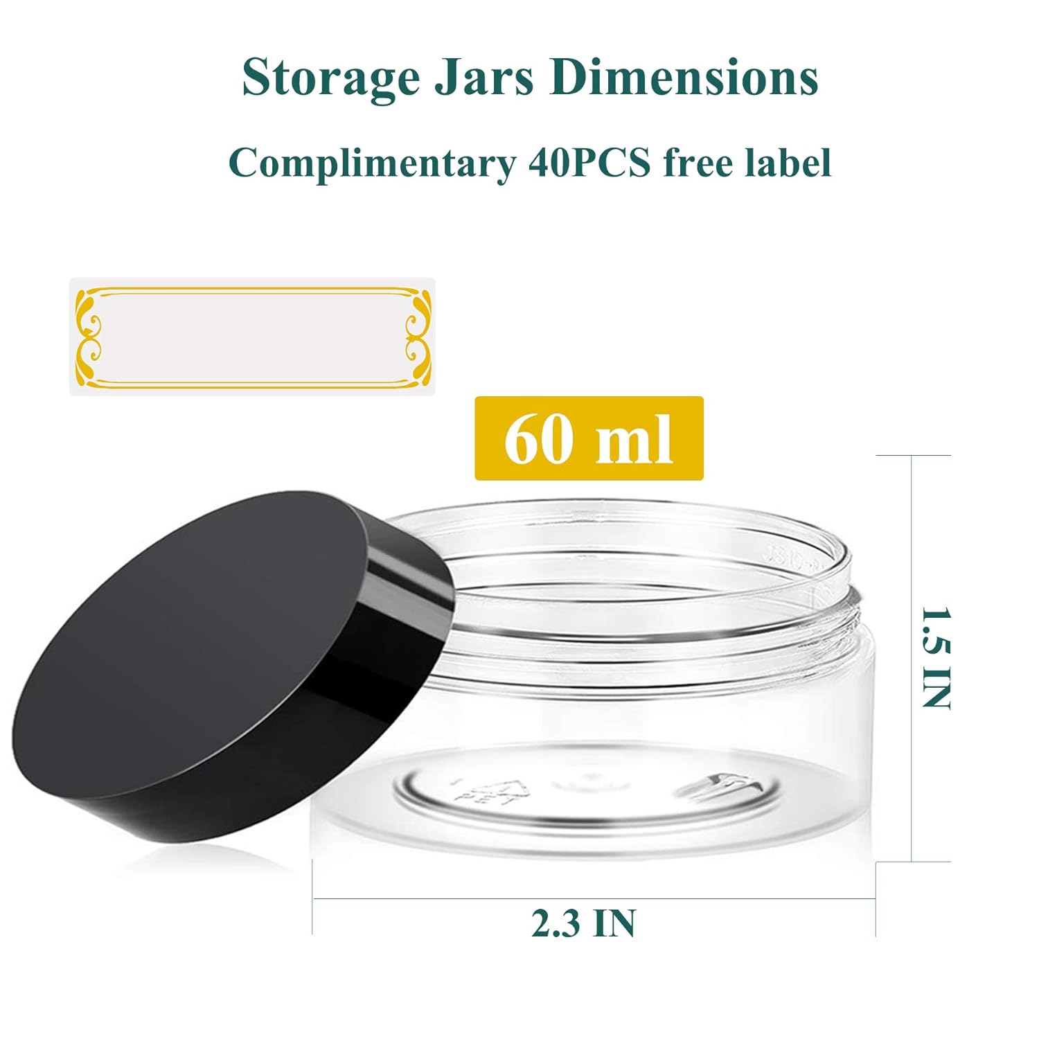 2oz Plastic Jars with Lids 36PCS Small Cosmetic Slime Containers Clear Travel Round Jars Empty Sample Containers Leak Proof Pot Jars with Black Lids for Lotion and Cream Acrylic Powder Lip Scrubs : Beauty