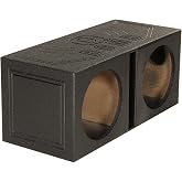 Q Power QBOMB10V Dual 10 Inch Vented Port Subwoofer Sub Box, 1 Cubic Foot per Sub, Tuning Frequency 40 hZ, with Bedliner Spray