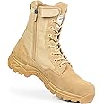 IODSON Men's Military Tactical Boots with Side Zipper, Puncture Resistant Work Boots, Desert Combat Boots, Army Jungle Boots, 8 Inches Lightweight Hiking Boots