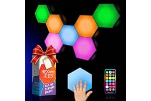 HEXlights Sensory Lights for Kids - 7pk Touch Hexagon Lights, Remote Controlled Tap Tap Wall Lights for Sensory Rooms - Calmi