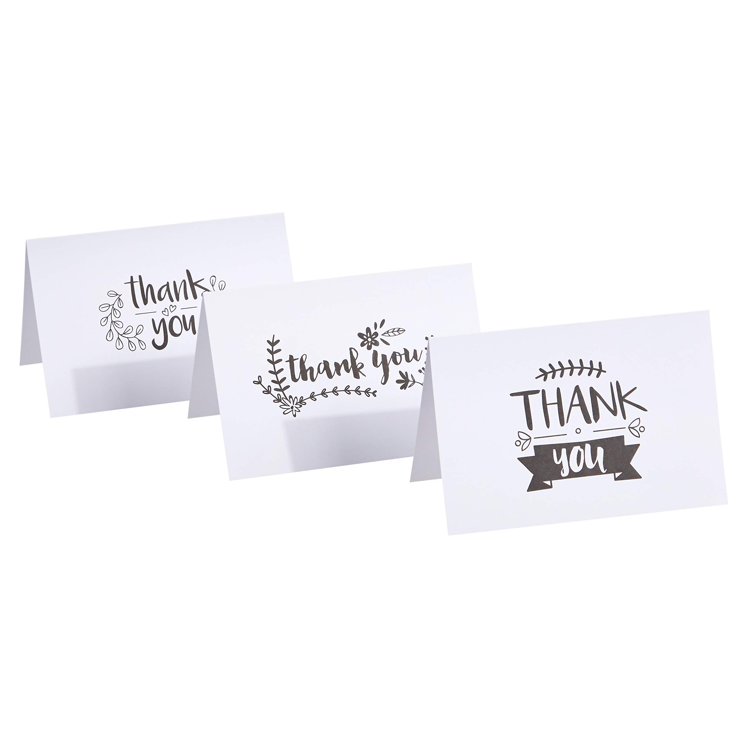 Amazon Basics Thank You Cards and Envelopes, 48 Count, Black and White