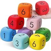 Halloscume 8 Pcs Giant Foam Dice EVA Yard Dice Set, Round,Number, 2.4 Inch | Soft EVA Foam Material, Lightweight Design, Clear Number Dot , Giant Cubes, for Kids Math, Yard Games, Classroom Learn, Count
