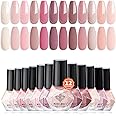 modelones Nail Polish Set 12 Colors Nude Pink Quick Dry Mini Nail Lacquer Kit, Neutral Shimmer White Glitter Finger Toe Nail Polish Bulk Manicure DIY Nail Art Salon Travel Home Gift for Women Girls