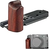 WEPOTO X100VI/X100V Handgrip L-Shape Grip with Quick Release Plate for Arca, Wood Side Handle, for Fujifilm X100VI/X100V Camera - Red Sandalwood & (Black Aluminum)