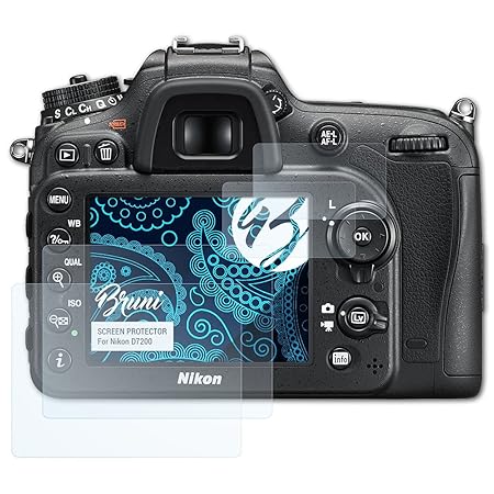 Bruni Schutzfolie für Nikon D7200 Folie, glasklare Displayschutzfolie (2er Set)