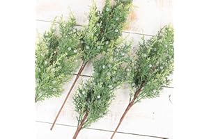 Factory Direct Craft Pack of 4 Artificial Juniper Cedar Sprays with Blue Berries - Christmas Greenery for Winter Flower Arrangements or Holiday Decorations (18 Inches)