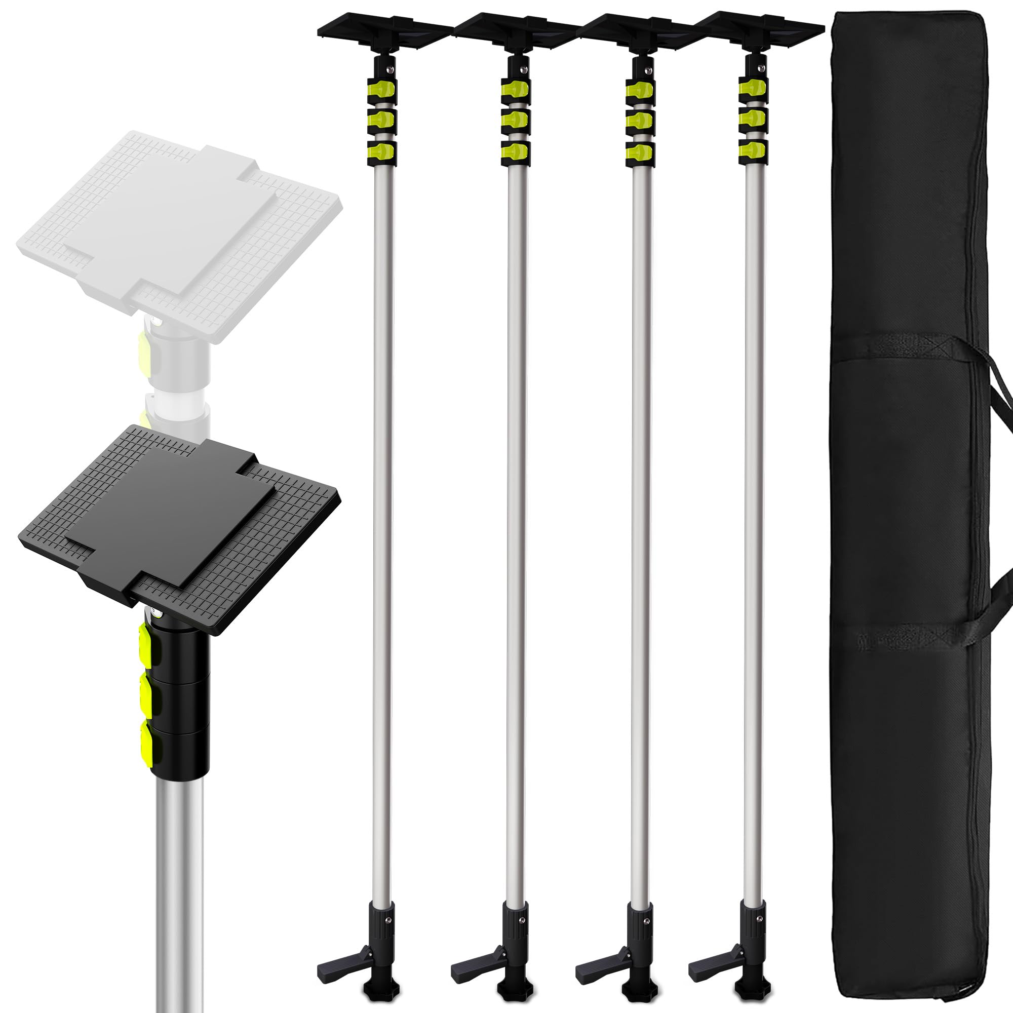 Photo 1 of 10FT Dust Barrier Poles, Foot-Pedal Spring-Release, 4-Pack Lightweight Aluminum Zipper Wall Telescoping Poles for Temporary Dust Barrier System, Construction & Home Renovation, with Carry Bag