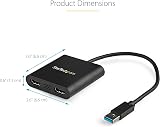 StarTech USB-A 3.0 to Dual HDMI Adapter Windows 4K 30Hz + 1080p 60Hz view 4