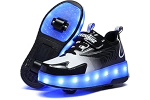 Ehauuo Unisex Roller Shoes Kids Sparkling Wheels Shoes Girls Light up Roller Skates Sneakers Boys Rechargeable Flashing Sneakers for Gift
