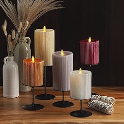 Luminara Metallic Embossed Pillar, Grey Flameless