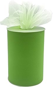 6” Tulle Rolls 100 Yards Fabric Spool Ribbon Polyester for Crafts Decorations Tutu Weddings Costumes Skirts Parties Gift Bow-Apple Green