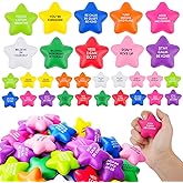 SHQDD 100PCS Bulk Star Stress Balls for Adults & Kids - Motivational Quotes Soft Foam Stress Relief Squeeze Toys, Fidget Anxiety & Anger Relief at Work/School/Home, Perfect Party Favors (Multi-Color)