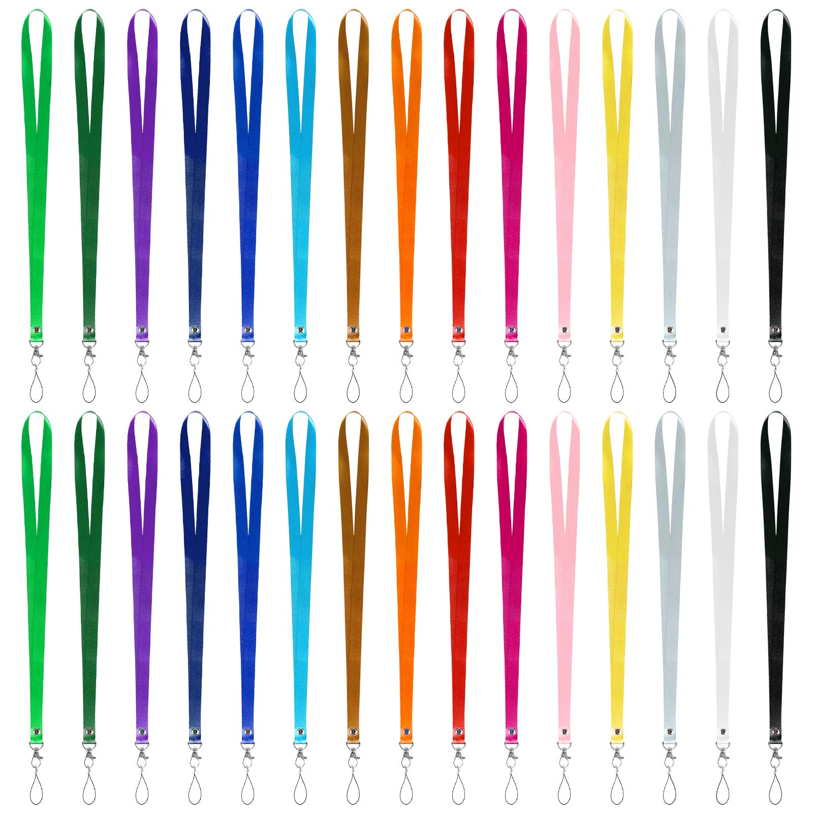 Fumanduo 30 PCS Nylon Lanyards, Colourful Badge Holder Neck Strap Bulk Badge Lanyards with Swivel Hooks Clips for Name Tag ID Card Badge Holder, 15 Colors