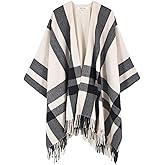 Moss Rose Women's Travel Plaid Shawl Wrap Open Front Poncho Cape for Fall Winter