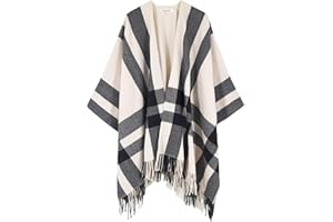 Moss Rose Women's Travel Plaid Shawl Wrap Open Front Poncho Cape for Fall Winter