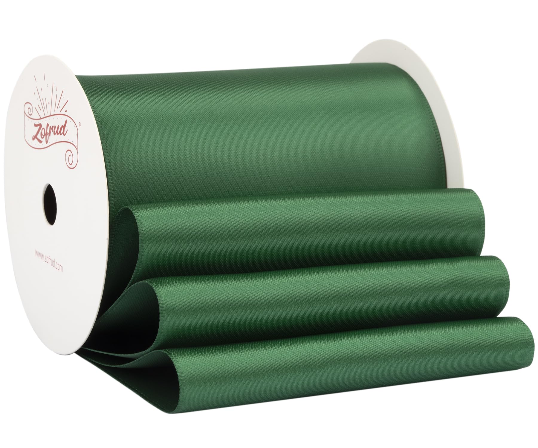 Zofrud Forest Green Satin Ribbon 100mm x 9 Meters - Large Ribbon Ideal for Bows, Gift Wrapping, Flower Bouquet, and Crafts