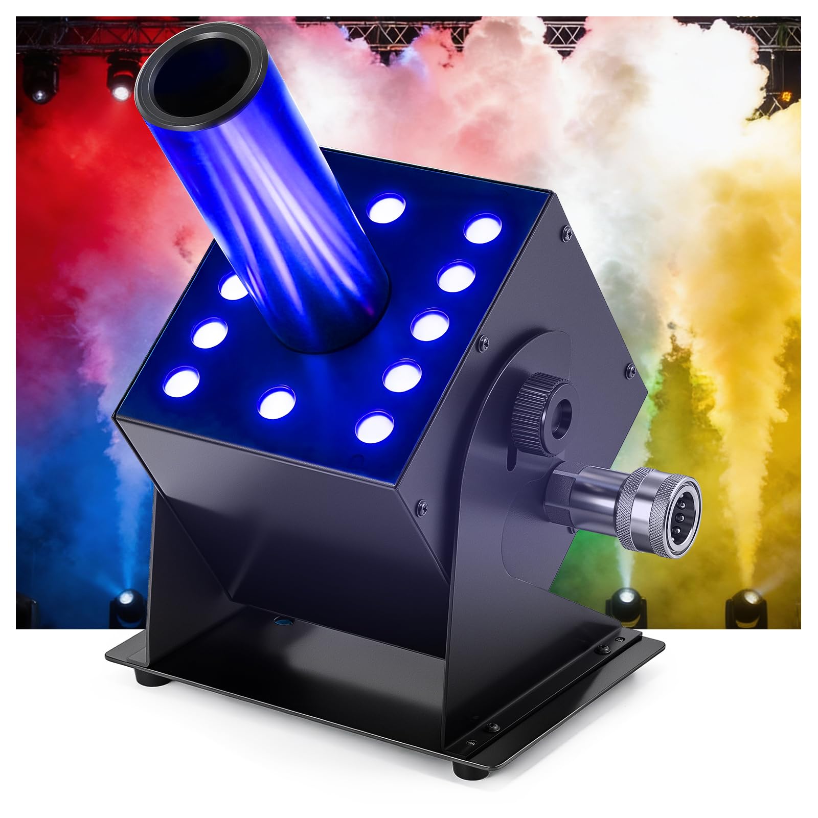 Photo 1 of Spolehli CO2 Jet Machine with 12 RGB LEDs & DMX512 Control, 19ft High-Output CO2 Cannon Fog Machine for DJ, Nightclub, Concert, Wedding, Party, Stage Show- Professional Portable Stage Effect Equipment