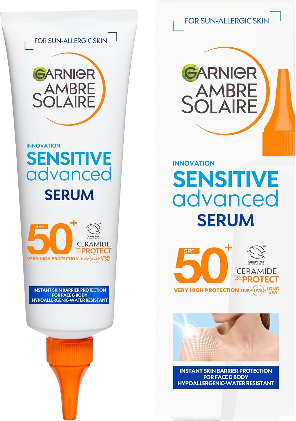 Garnier Ambre Solaire SPF 50+ Sun Serum Face Body Sensitive No White Cast 125ml