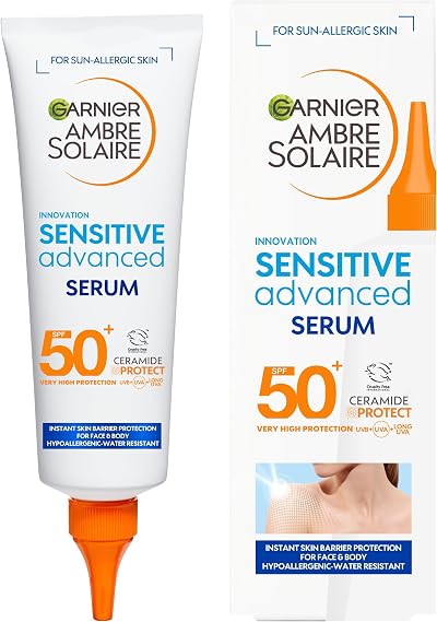 Garnier Ambre Solaire SPF 50+ Sun Serum Face Body Sensitive No White Cast 125ml