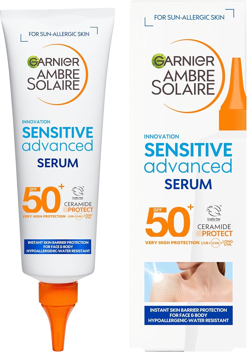 Garnier Ambre Solaire SPF 50+ Sun Serum Face Body Sensitive No White Cast 125ml