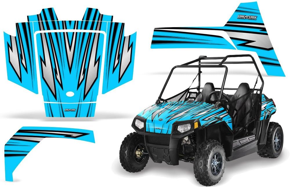 Amazon Com Creatorx Graphics Kit Decals Stickers For Polaris Rzr 170 Youth Utv Graphics Speedx Black Blue Ice Automotive
