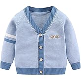 Fnaobai Toddler Baby Boys Cardigan Little Boys V-Neck Cotton Sweater Kids Long Sleeve Jacket Knit Button Up for Fall Winter