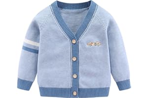 Fnaobai Toddler Baby Boys Cardigan Little Boys V-Neck Cotton Sweater Kids Long Sleeve Jacket Knit Button Up for Fall Winter