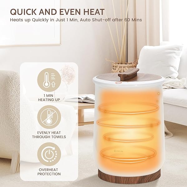 KEENRAY TOWEL WARMER, LUXURY TOWEL WARMER BUCKET, LARGE TOWEL WARMERS FOR BATHROOM, AUTO SHUT OFF, FITS UP TO TWO 40″X70″ OVERSIZED TOWELS, BATHROBES, BLANKETS, PJ’S AND MORE, CL1(BROWN)