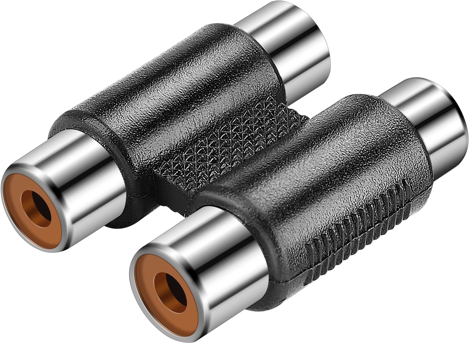 SAISN 2 RCA Female Jack to Female Jack Adapter Coupler Nickel Plated RCA Connector Extender Dual RCA A/V Cable Jointer Converter for Speaker, Amplifier, RCA Cable, Silver