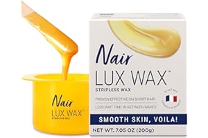 Nair Lux Wax, Microwaveable Hot Waxing Kit for Women, Stripless Hair Removal for Legs, Underarms, Bikini at Home, Proven Effective on Short Hair, 1 Count, 7.05 Oz