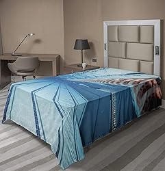 Ambesonne Sports Flat Sheet, Swimming Pool