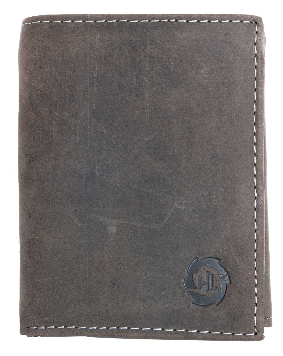 Grey-brown genuine leather wallet HL