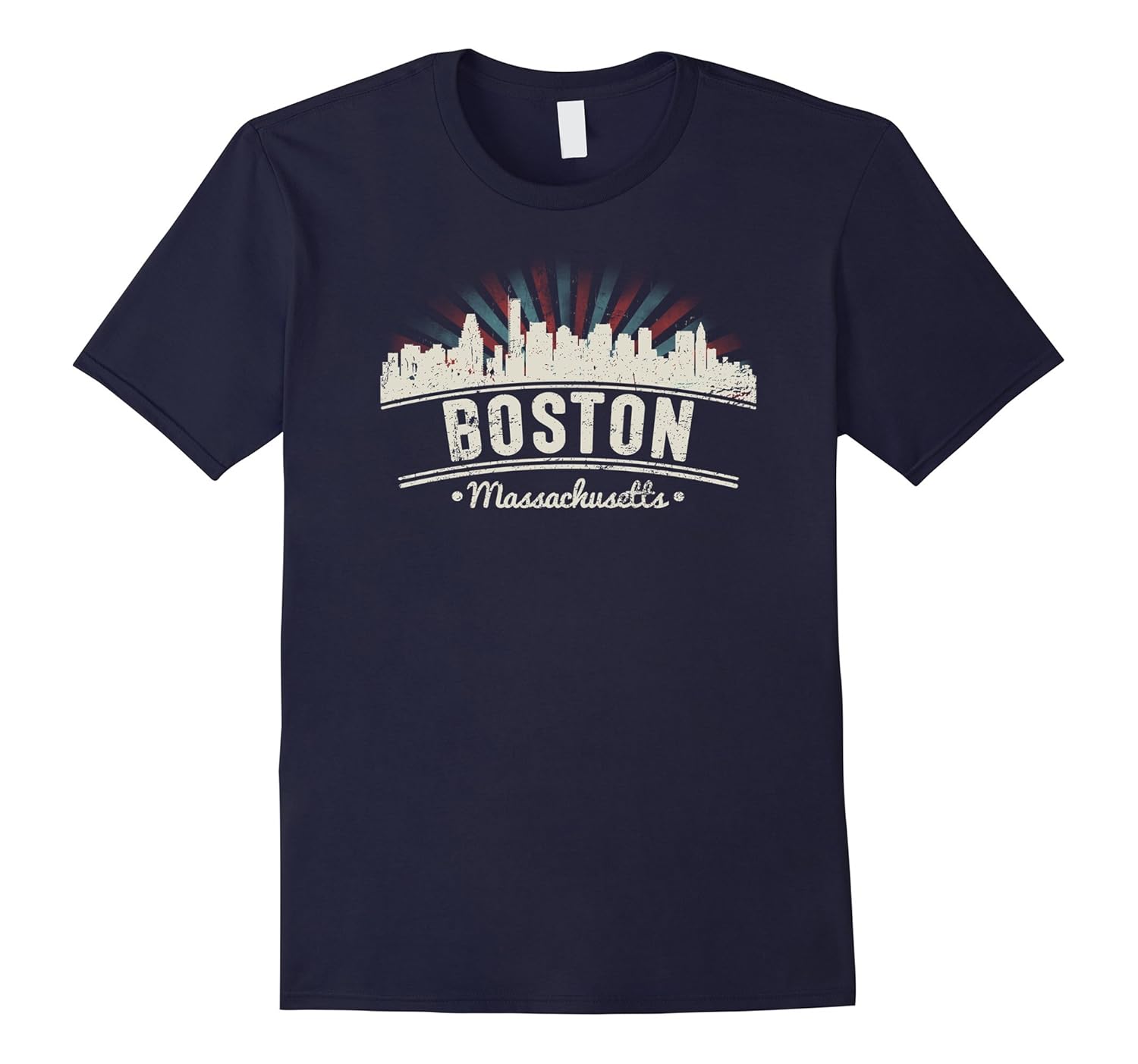 Boston Massachusetts T-shirt - Distressed Retro City Sky-ANZ