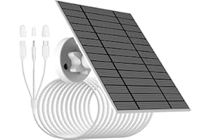 5V-6W Solar Panel for Security Camera with micorUSB/Type-C/DC3513 Connectors. IP66, 3m/9.8ft Charging Cable, Compatible with 