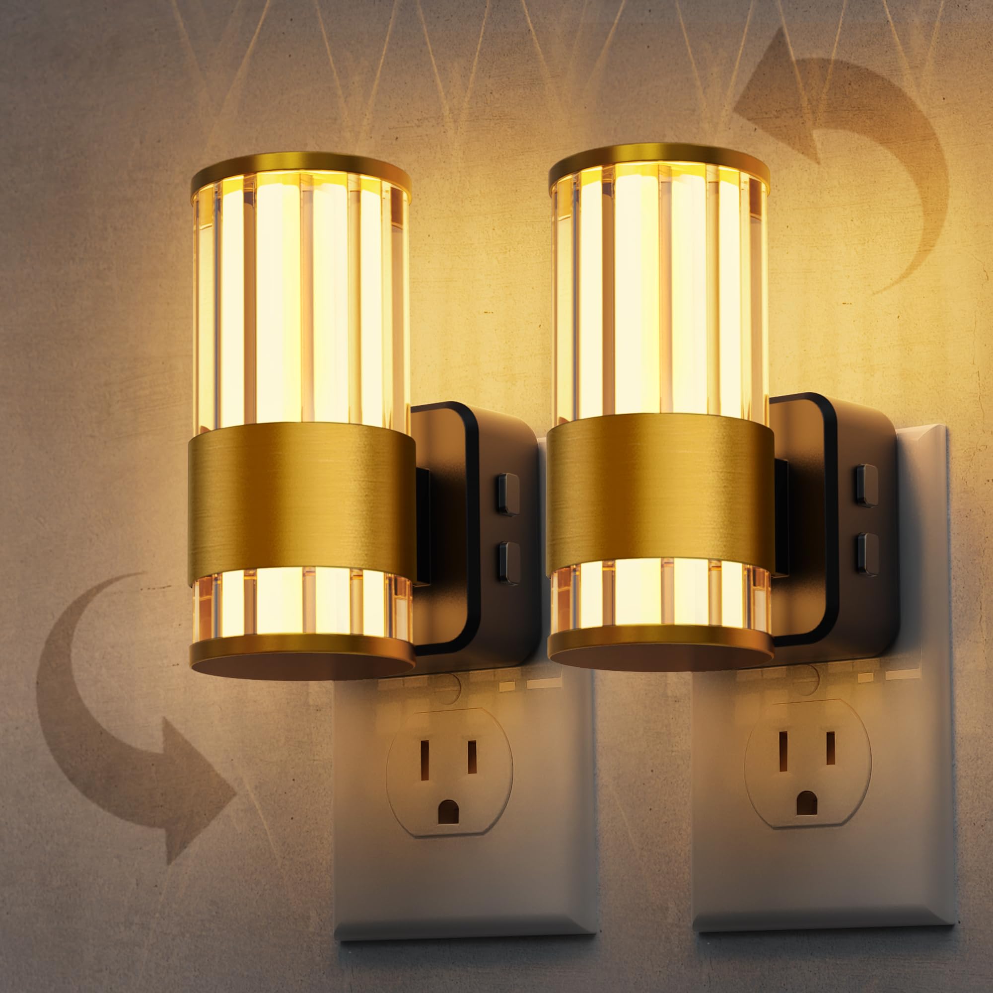 L LOHAS LED Night Light, Automatic Night Lights Plug into Wall, 2 Pack 0-100LM Adjustable Brightness Night Light, Dimmable Night Lights Plug in with Auto Light Sensor, for Bedroom Hallway Home Decor
