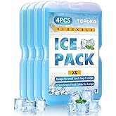 TOPOKO Ice Packs for Lunch Bags, Cooler, Freezer Packs for Lunch Box, Cooler Bag, Slim Reusable & Long-Lasting, BPA-Free, Qui