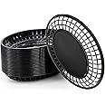 Kingrol Large Fast Food Baskets, 11.8 x 8.75 Inch, Set of 24, Black - Oval Plastic Food Serving Baskets for Restaurant, Home 