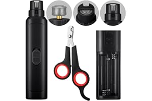 Lasnten 2 Pcs Bird Nail Grinder with Clipper Bird Nail Trimmer File Pet Grooming Tool for Parrot Budgerigars Parakeets Myna Conure Finches Lovebirds(Black)