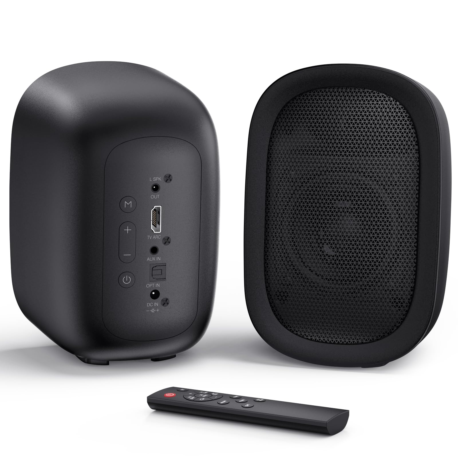 Photo 1 of Saiyin Powered Bluetooth Bookshelf Speakers for Record Player, 40W Stereo Sound Speakers with 3-Inch Woofer, Dual-Curved Horn Bass Reflex Port and Optical/AUX/TV-ARC for Turntable/PC/TV, Pair